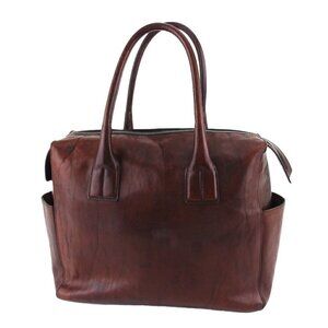 HIROFU Tote Bag Brown silver Women Authentic secondhand